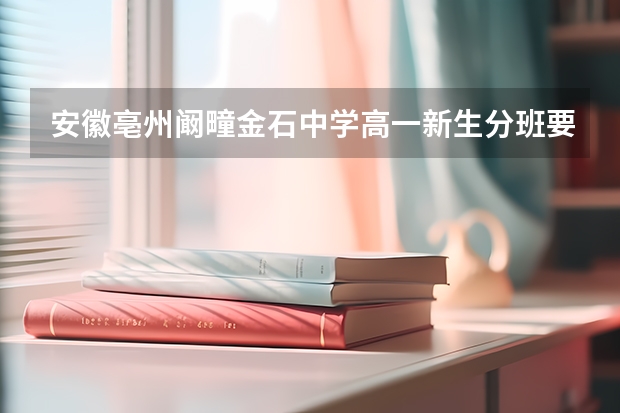 安徽亳州阚疃金石中学高一新生分班要考试吗？
