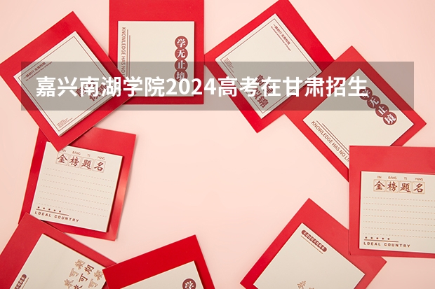 嘉兴南湖学院2024高考在甘肃招生计划介绍